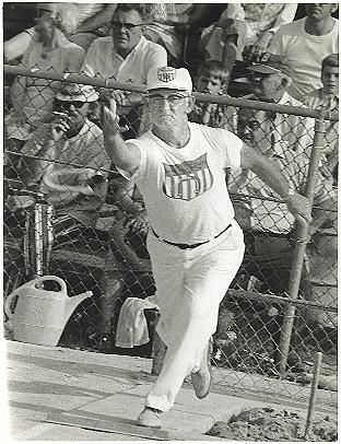 Curt Day pitching horseshoes